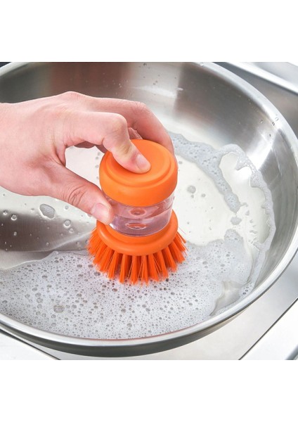 Parlak Turuncu Deterjan Hazneli Temizlik Fırçası, Kullanışlı ve Şık Tasarım