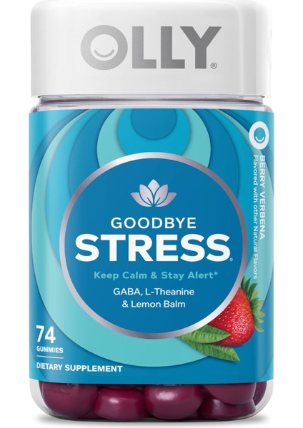 Goodbye Stress Gummy Gaba L-Theanine, Lemon Balm, Stress Relief, Berry - 74 Count