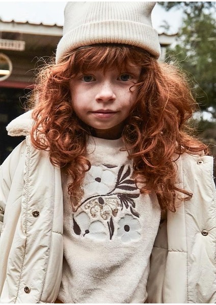 Kız Çiçekli Kürk Sweatshirt 25KMYR4432