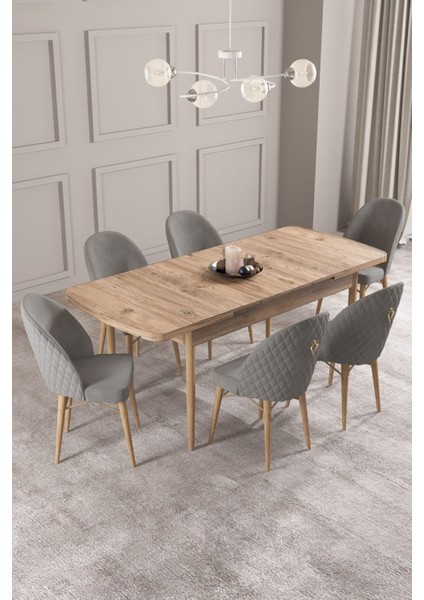 Calvin Atlantik 80X132 Açılabilir Mdf Masa Yemek Odası Takımı, Mutfak Takımı 6 Adet Sandalye fiyatları
