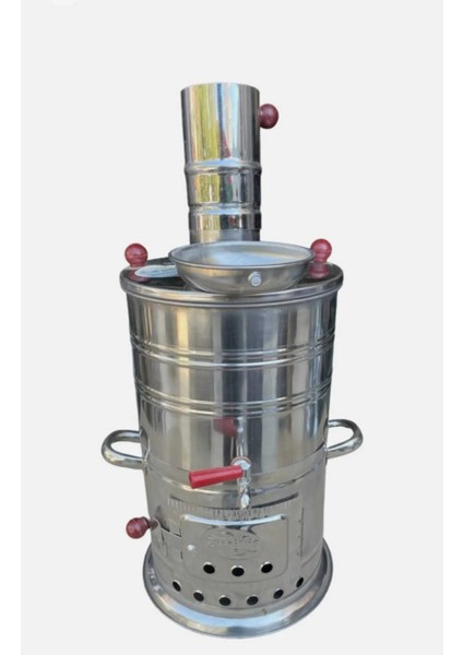 Paslanmaz Alüminyum Alaşımlı Çelik Kömürlü Semaver – 5 Litre – Bahçe & Piknik Tipi