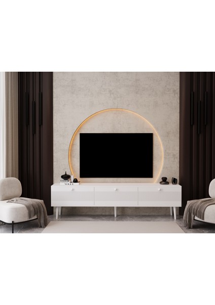 Melura Tv Ünitesi - Tv Sehpası 180 cm %100 Mdf Lake Ahşap Ayaklı