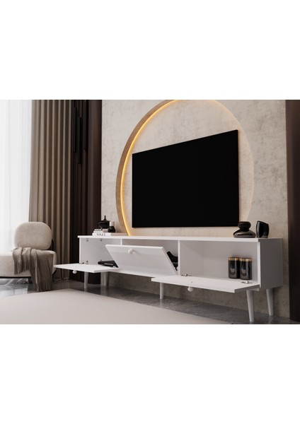 Melura Tv Ünitesi - Tv Sehpası 180 cm %100 Mdf Lake Ahşap Ayaklı modelleri
