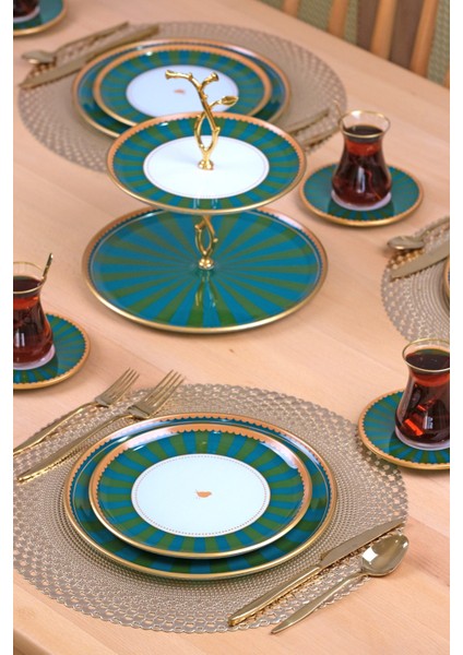 Green Line 34 Parça 6 Kişilik Pasta Servis Takımı