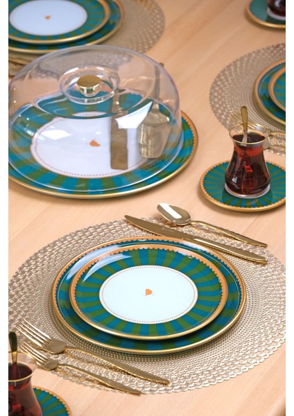 Green Line 34 Parça 6 Kişilik Pasta Servis Takımı