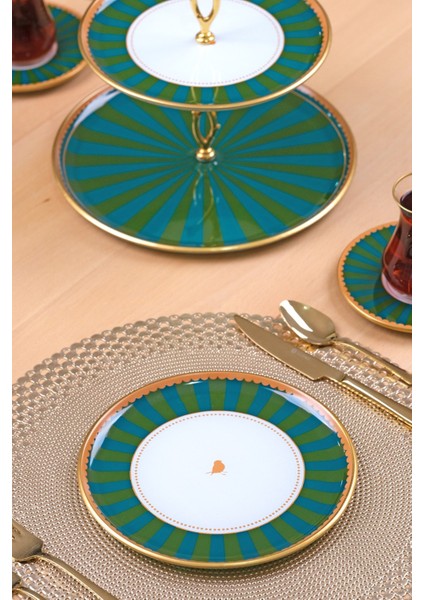 Green Line 6 Parça 6 Kişilik Pasta Takımı - Pasta Tabağı