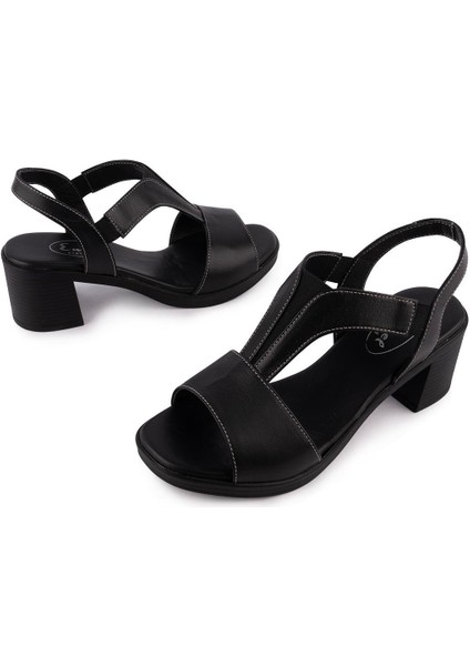Hakiki Deri Sandalet Modern Lastikli 607 Siyah fırsatları