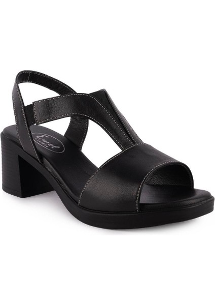 Hakiki Deri Sandalet Modern Lastikli 607 Siyah indirimleri