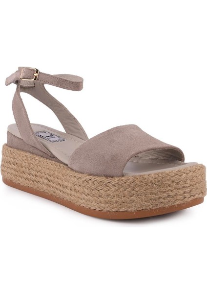 Hakıkı Deri Dolgu Taban Modern Sandalet Gri Süet 1641 fiyatları