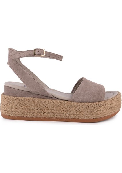 Hakıkı Deri Dolgu Taban Modern Sandalet Gri Süet 1641 indirimleri