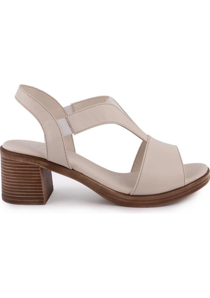 Hakiki Deri Sandalet Modern Lastikli 607 Bej fiyatları