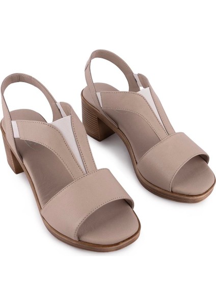 Hakiki Deri Sandalet Modern Lastikli 607 Gri