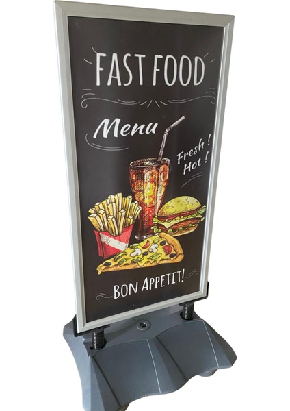 Yaylı Çift Taraflı Tekerlekli Kaldırım Panosu Su Depolu Reklam Dubası fiyatları