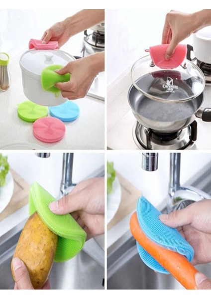 6'lı Silikon Bulaşık Yıkama Fırçası Seti, Tükenmeyen, Dayanıklı, Pratik Kullanım