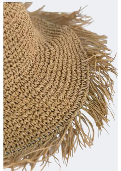 Ithal Camel Saçaklı Vip Örgü Bucket Hasır Şapka fırsatları