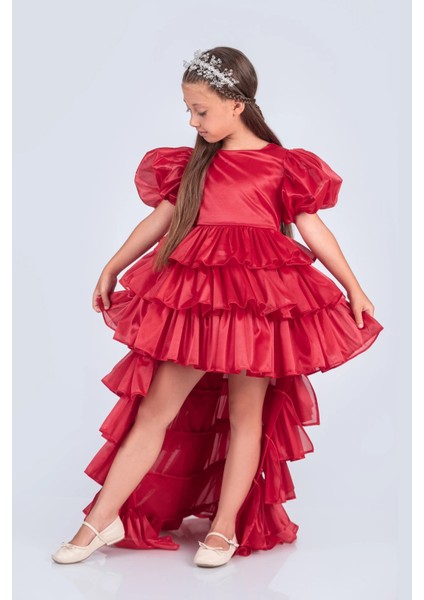 Volanella Taçlı Kız Çocuk Abiye Çift Tarz, Tek Elbise. fiyatları