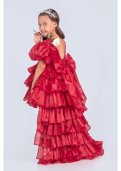 Volanella Taçlı Kız Çocuk Abiye Çift Tarz, Tek Elbise. modelleri