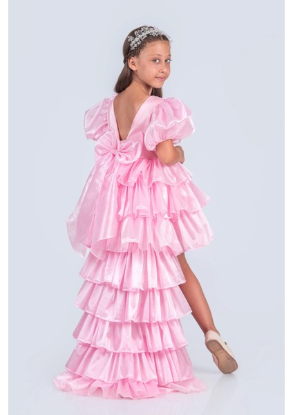 Volanella Taçlı Kız Çocuk Abiye Çift Tarz, Tek Elbise. fiyatları