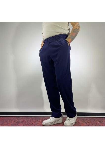 Pile Detaylı Baggy Kumaş Pantolon
