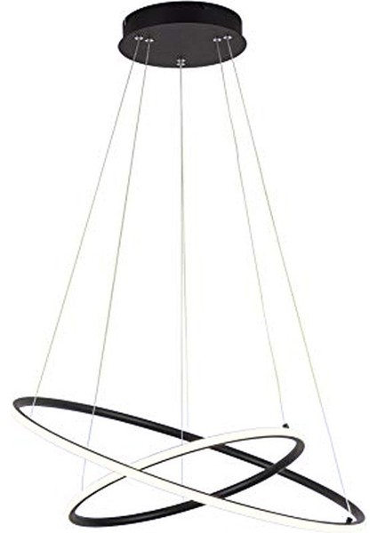 Alex Siyah Kasa Beyaz Işık Modern Tasarım Halkalı Ikili Ledli Avize