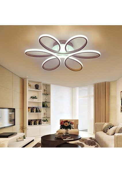 Modern Gri Kasa Ledli Plofonyer Avize 60CM