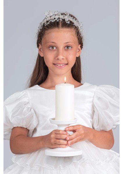 Volanella Taçlı Kız Çocuk Abiye Çift Tarz, Tek Elbise. modelleri