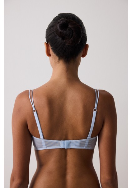 Çizgili Glam Nakışlı Balenli Dolgusuz Sütyen