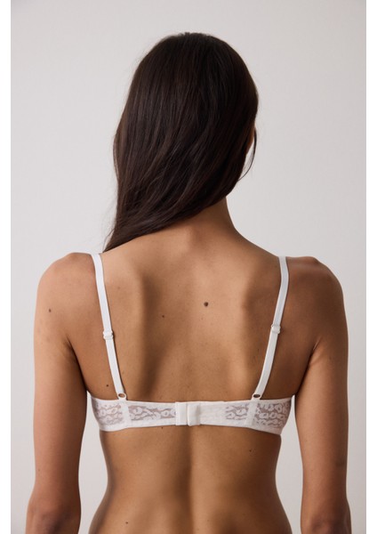 Ekru Valeria Çiçekli Dantelli Balenli Dolgusuz Sütyen fırsatları