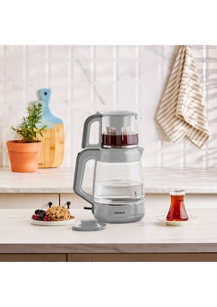 Glass Tea Xl 2 In 1 Cam Çay Makinesi Cool Gray