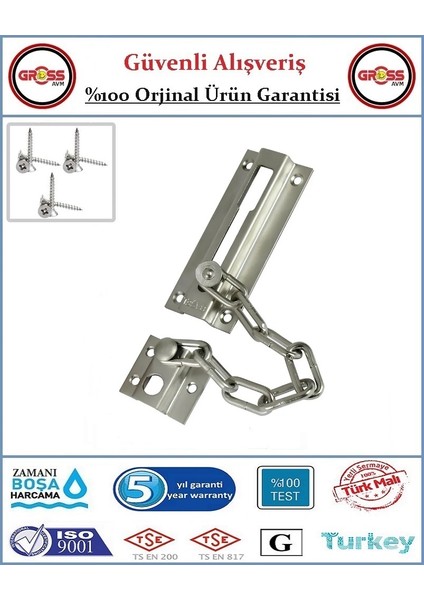 Çelik Kapı Emniyet Zinciri - Sürgülü Kapı Zinciri