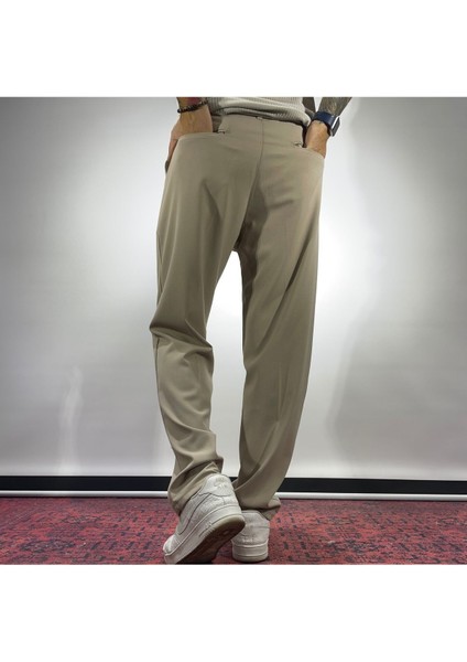 Pile Detaylı Baggy Kumaş Pantolon