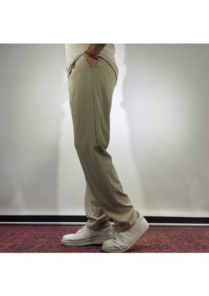 Pile Detaylı Baggy Kumaş Pantolon