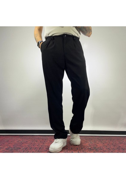 Pile Detaylı Baggy Kumaş Pantolon