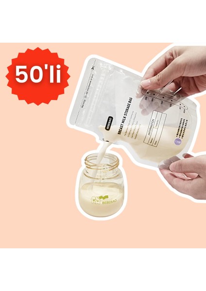 Anne Sütü Saklama Poşeti 200 ml 50'li