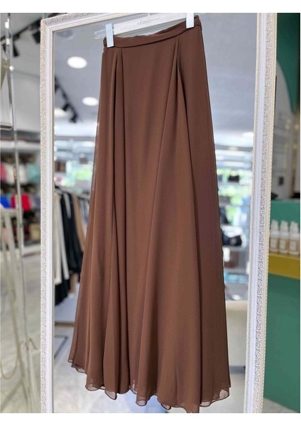Adn Şifon Etek - Kahverengi - 3
