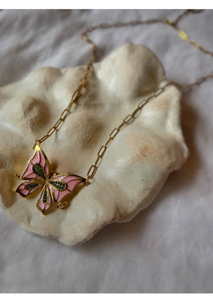 Butterfly Pink Flora Kolye