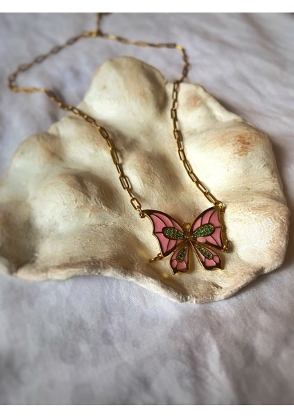 Butterfly Pink Flora Kolye modelleri
