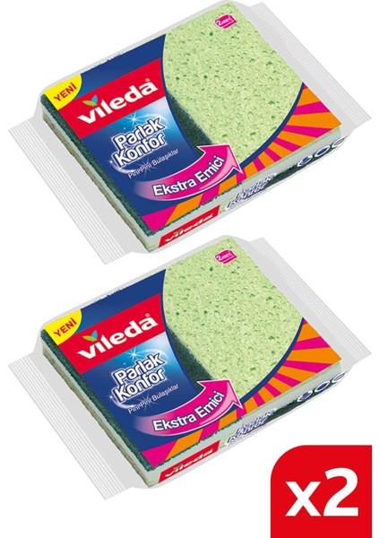 2'li Parlak Konfor Düz Bulaşık Süngeri, Temizliğe Kolaylık Katar