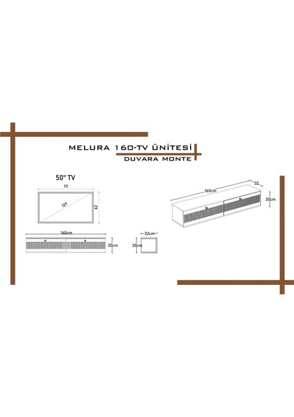 Melura Tv Ünitesi - Tv Sehpası 160 cm Duvara Monte %100 Mdf fırsatları