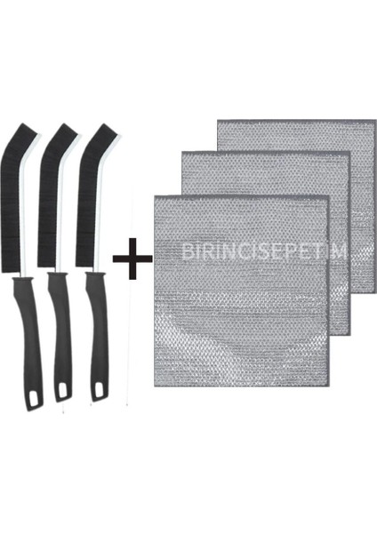 Ikili ve Temizlik Seti, 3 Fırça, Tel Bez, Bulaşık Temizliği Için Ideal Seçenek