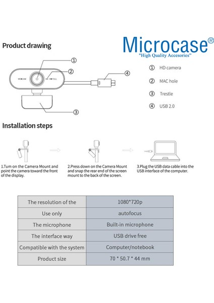 1080P 360 Dönerli Mandal Kıskaçlı Full Hd Webcam Kamera ZR811 - AL5148 fırsatları
