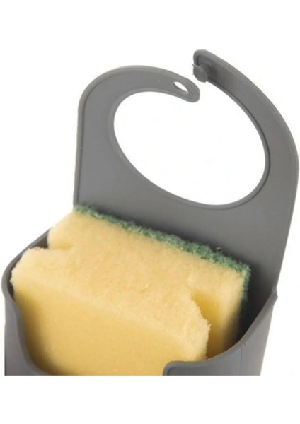 Oluklu Silikon Lavabo Musluk ve Sünger Tutucu Seti, Antrasit Renkli, Kullanışlı ve Şık.