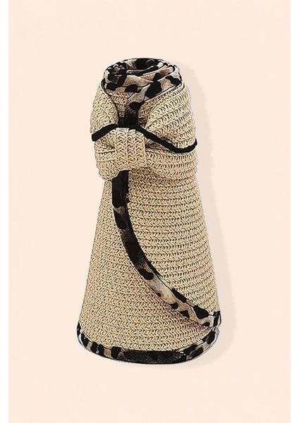 Ithal Bej Leoparlı Fiyonklu Katlanır Güneş Koruyucu Hasır Vizör Şapka fırsatları