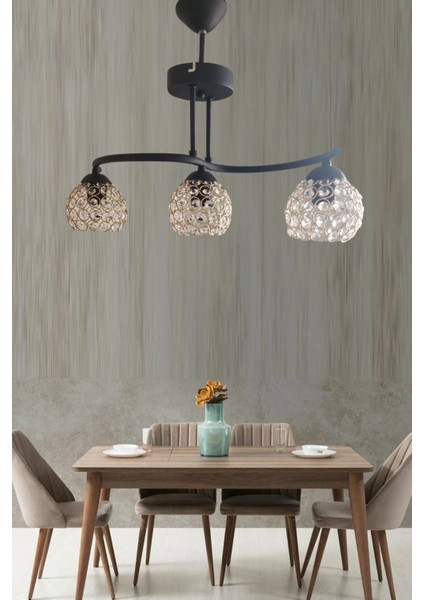 Ilkim 3lü Siyah Kasa Avize