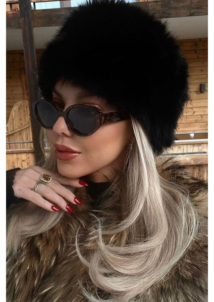Siyah Viral Peluş Rus Kalpak Şapka
