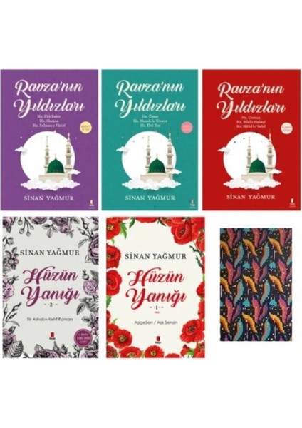 Sinan Yağmur - Ravzanın Yıldızları - Hüzün Yanığı - 5 Kitap Tam Set- Not Defteri Hediye fiyatları