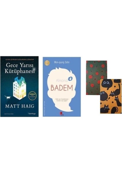 Set Gece Yarısı Kütüphanesi - Ödüllü Badem Kitabı- 2 Not Defteri Hediye