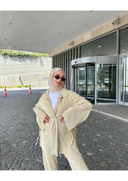 Bej Piliseli Kimona Takım fiyatları