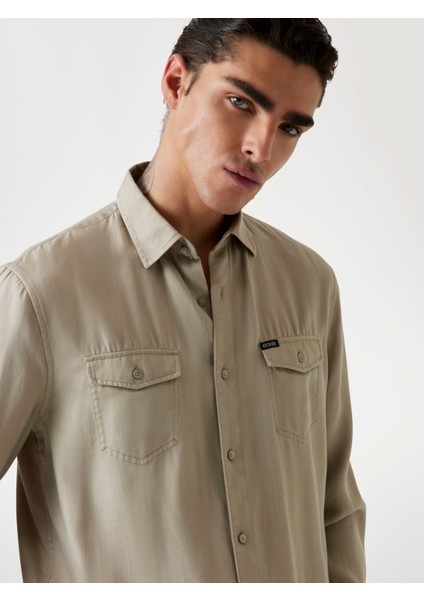 Guess M5YH26WHF70 Washed Fluıd Tencel Erkek Bluz indirimleri