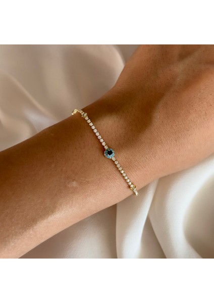 Mavi Taş Detaylı Su Yolu Bileklik